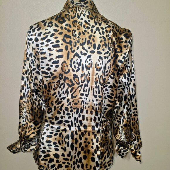 Sharon Young Leopard Print Wrap Blouse – Size 10 - Picture 4 of 5